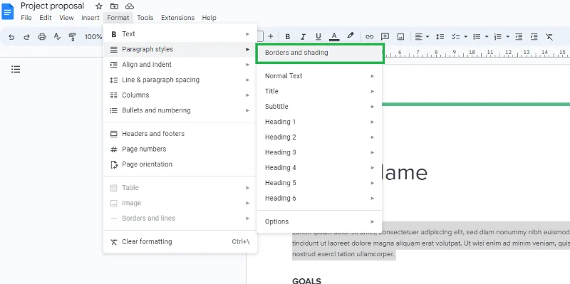 Cómo agregar un borde en Google Docs
