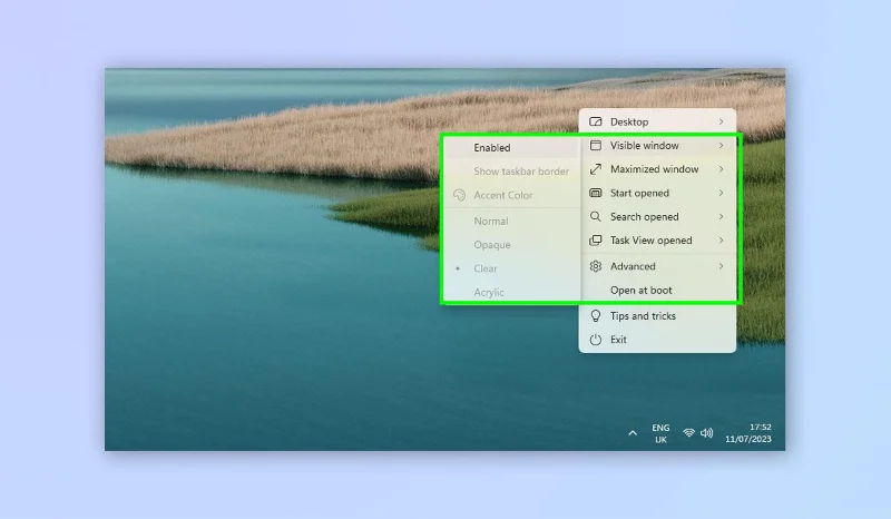 So erhalten Sie eine transparente Taskleiste unter Windows 11