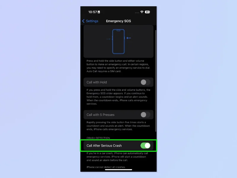 So aktivieren und deaktivieren Sie die Absturzerkennung auf dem iPhone