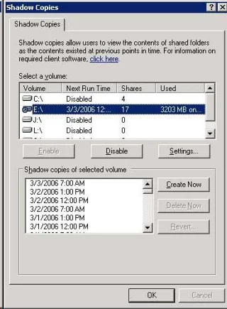 Bật và sử dụng bản sao bóng trên Windows Server