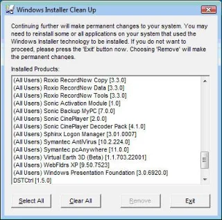 Tiện ích Windows Installer CleanUp Tiện ích Windows Installer CleanUp