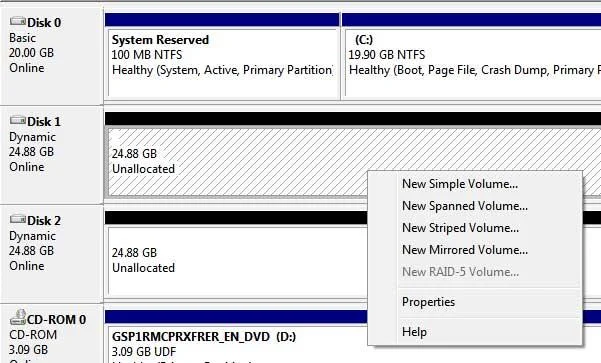 Tạo một bộ RAID 1 ổ đĩa nhân bản trong Windows