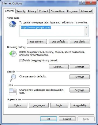 Định cấu hình các tùy chọn Internet Explorer Định cấu hình các tùy chọn Internet Explorer