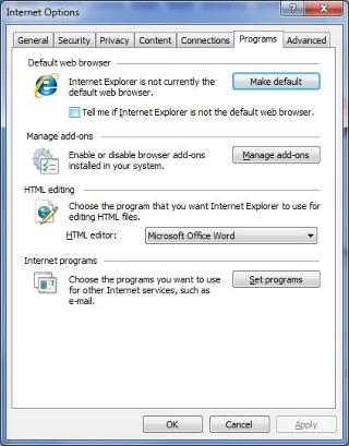 Định cấu hình các tùy chọn Internet Explorer