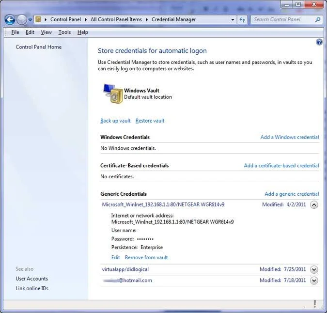 Trình quản lý thông tin đăng nhập Windows Trình quản lý thông tin đăng nhập Windows