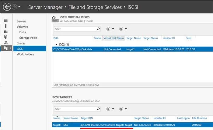 Tạo Máy chủ lưu trữ iSCSI Windows và Đính kèm Máy khách iSCSI