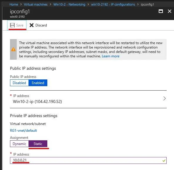 Gán địa chỉ IP tĩnh cho máy ảo Microsoft Azure
