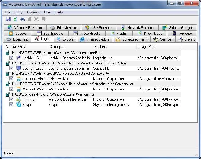 Sysinternals Autoruns Startup Information Utility Sysinternals Autoruns Startup Information Utility