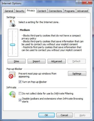 Định cấu hình các tùy chọn Internet Explorer